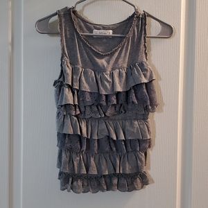 Abercrombie & Fitch Gray Frilled Tank Top